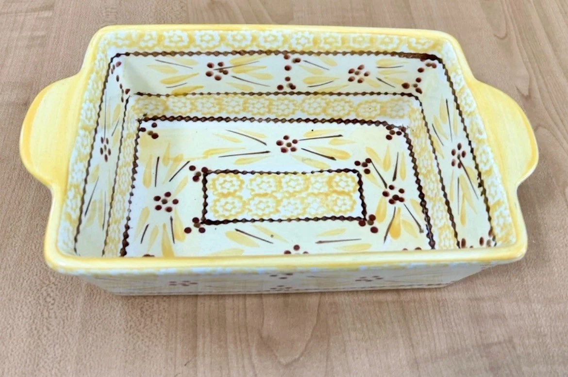 temptations bakeware presentable ovenware old world yellow Tara Baking loaf dish