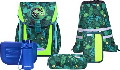 McNeill Primo Schulranzen Set Tropic Set, 9-tlg., Schlamperrolle, Trinkflasche,
