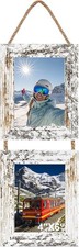 4x6 Wall Hanging Picture Frames Collage with 2 Opening Distressed White Frames