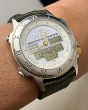 444/Working 90 Year Citizen World Time Digital Analog Digital LCD From Japan