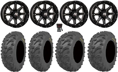 High Lifter HL4 12'' Wheels Machined 27'' Bear Claw Tires Kawasaki Teryx Mule