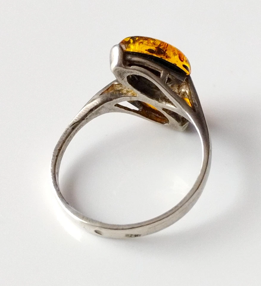 Bague en Ambre de la Baltique et Argent Sterling 925 (Taille 56) - Photo 2/3
