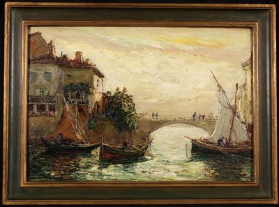 JOSEPH HURARD (1887-1956) GROSS SIGNIERT FRANZÖSISCH ÖL AUF TAFEL 1937 - MARTIGUES