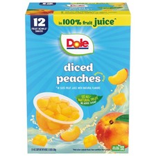 Dole Diced Peaches in 100 Juice - Fruit Bowls 4 Ounce Pack of 12 