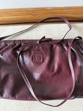 Anne Klein Vintage Brown Leather Slouchy Shoulder Bag with Lion Medallion — listing 3