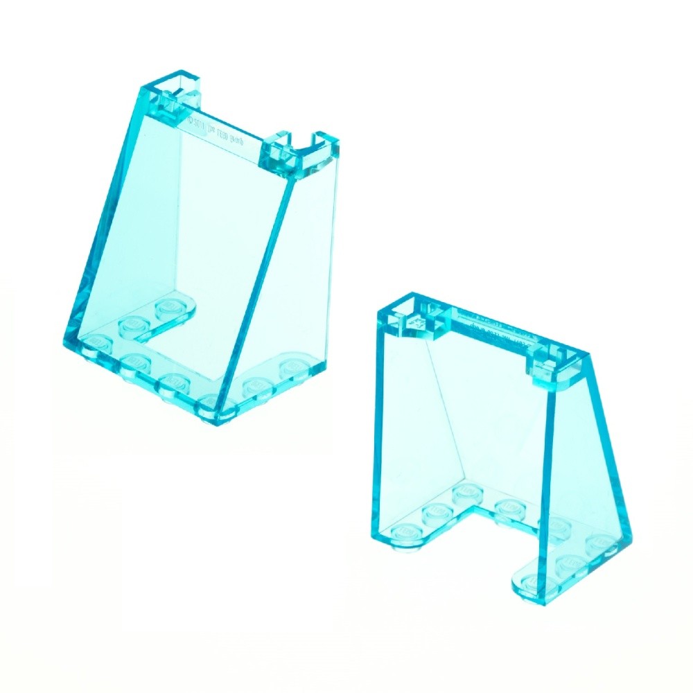 2x Lego Windshield 3x4x4 Transparent Light Blue Inverted Window 72475