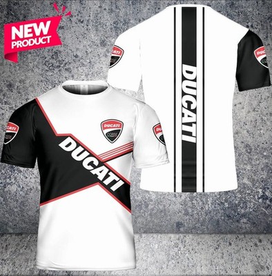Personalized Name Ducati Corse Logo Racing 3D White T-Shirt Best Price  All Size