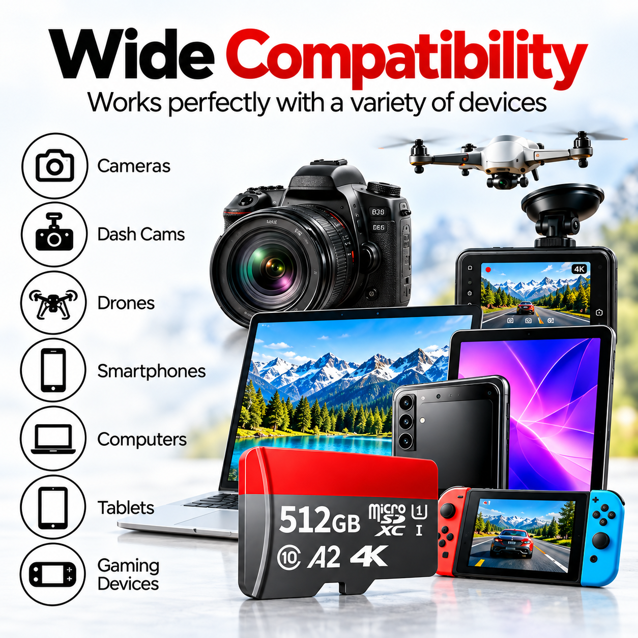 128GB Micro SD Card with Adapter Class 10 MicroSDXC Memory Card for ...