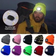 Winter Men Beanie Hat with LED Light Rechargeable Knitted Hat for Woman Cap Nigh