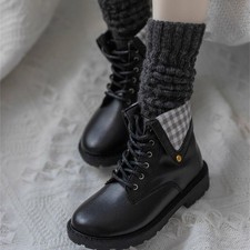 1/4 1/3 Round Toe Oxford Sole Cuffed Short Leather Boots Fit BJD Doll