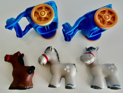 2 Pferde mit Wagen und Fohlen, Fisher Price:  Little People Figuren Set