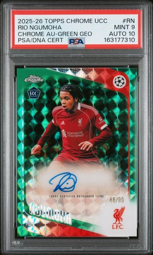 2025-2026 TOPPS CHROME UCC CHROME AUTO RIO NGUMOHA RC 48/99 PSA 9 DNA AUTO 10
