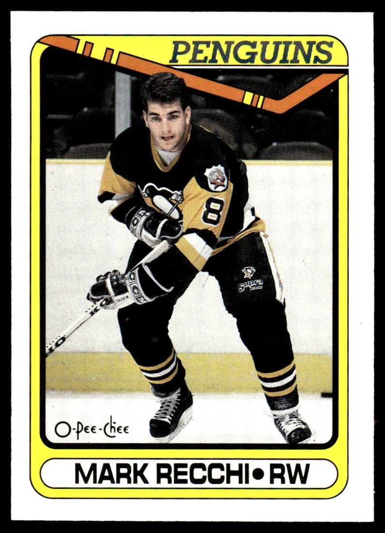 1990-91 O-Pee-Chee #280 Mark Recchi Pittsburgh Penguins Rookie Hockey Card