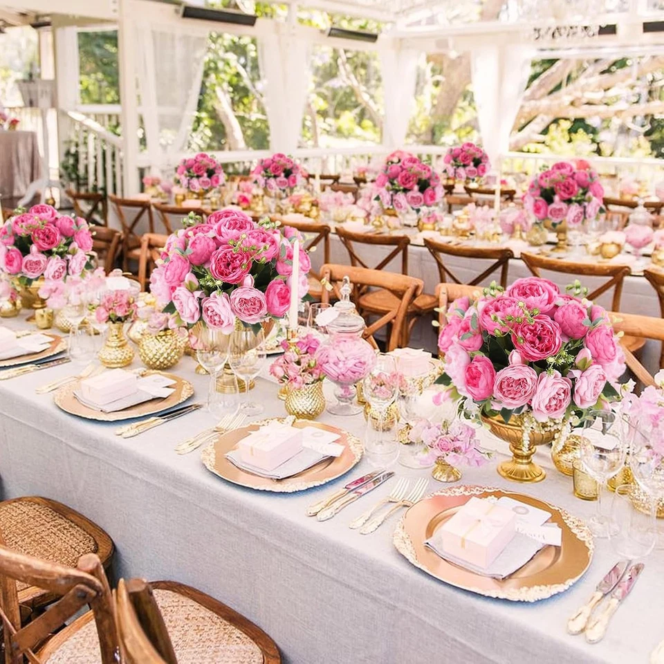 4 paquetes de flores falsas de seda con flores de peonía artificiales a granel para decoración de bodas en el hogar Foto 4 de 4