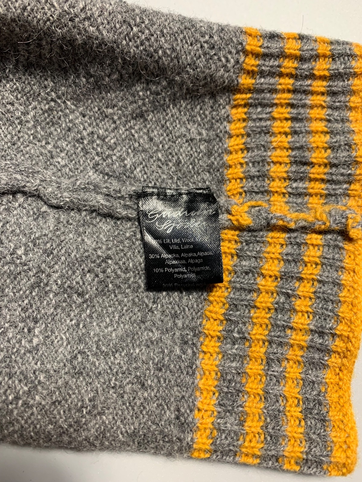 Gudrun Sjoden Wool Knit Wrist Warmers Gray with Nordic Pattern