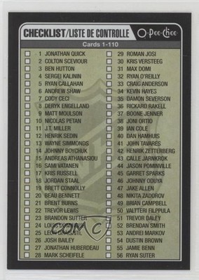 2016-17 O-Pee-Chee Black Rainbow Foil 16/100 Checklist Cards 1-110 #110 1pc9
