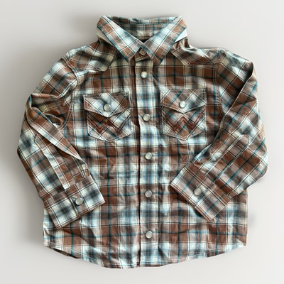 #ad Wrangler Baby Plaid Shirt Western Pearl Snap 12 Month Rodeo Cowboy Like Dad NEW $12.89