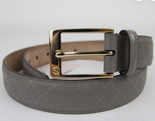 NWT Authentic GUCCI Mens Diamante Leather Belt Square Gold Buckle 345658 Sz. 95