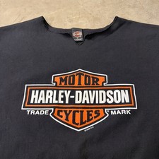 Vintage Harley Davidson Sweatshirt Adult Medium Black 90s Shield Biker Cut Off