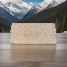 Handmade Beaded Sequin Wristlet Clutch Evening Purse Vintage, Made in Hong Kong