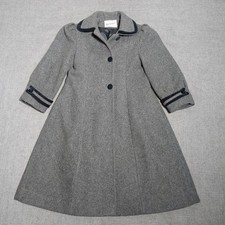 Vintage Rothschild Girls Gray Wool Blend Peter Pan Collar Coat Size 8