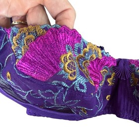 Aubade Paris Bra French Kiss Purple Floral Lace Unlined Underwire Balconette 34E