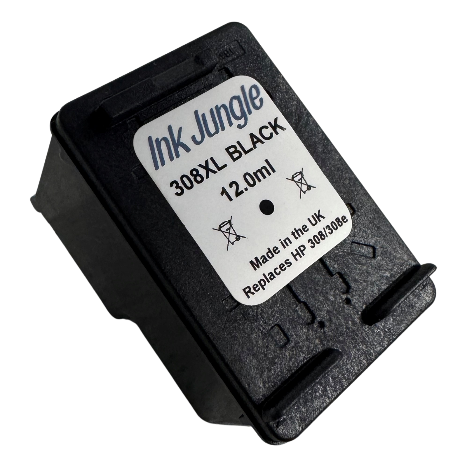 308e Black 12ml Refilled Ink Cartridge For HP ENVY 6155 Inkjet Printer