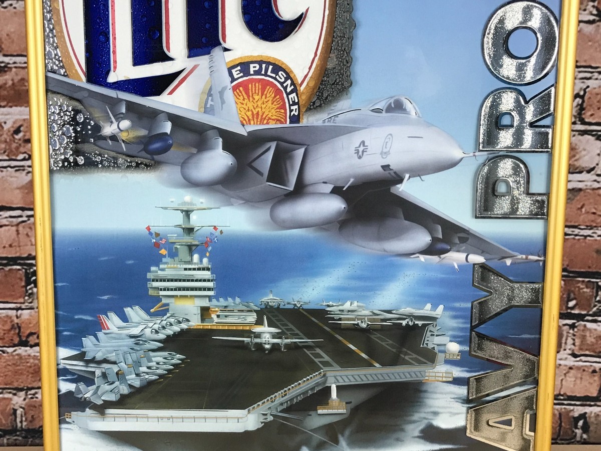 Miller Lite Navy Proud Military Advertising Hanging Beer Mirror