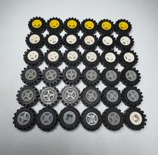 LEGO Wheel & Tyre Job Lot x30 8x6mm Slot Wheels Black 15x6mm 34337 87414