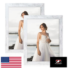 iRahmen 8.5x11 Distressed White Picture Frame Set of 2 Certificate Display