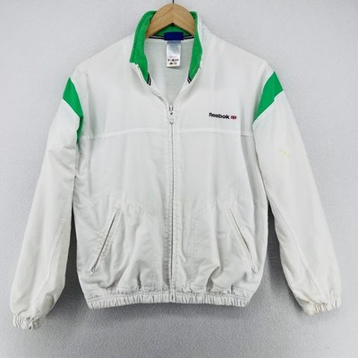 REEBOK Jacket Mens S Classic Windbreaker Track Sport Tennis Full Zip Nylon White