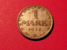 GERMANY WEIMAR 1 MARK SILVER 1925-D LOW MINTAGE