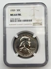 1959 Franklin Half Dollar 50C NGC MS64 FBL Full Bell Lines Silver Gem Coin - BM1