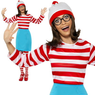 where's wally ladies fancy dress Wenda Female Womens New Costume XS-XL Shirtdress