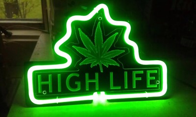 High Life Leaf 3D Carved 14''x10'' Neon Sign Beer Light Lamp Artwork Decor LY