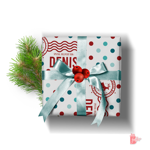 Christmas Name Personalized North Express Postage Custom Gift Wrapper Paper Roll - Picture 3 of 4