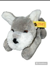 Vintage Steiff West Germany Schnauzer Dog Grey Plush Stuffed Animal 5466/16