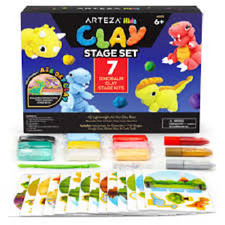 ARTEZA KIDS CLAY STAGE SET 7 DINOSAUR CLAY KITS