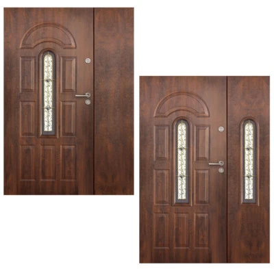 Porte d'entrée porte en acier porte de salon 2 vantaux avec partie latérale 1... - Photo 1/3