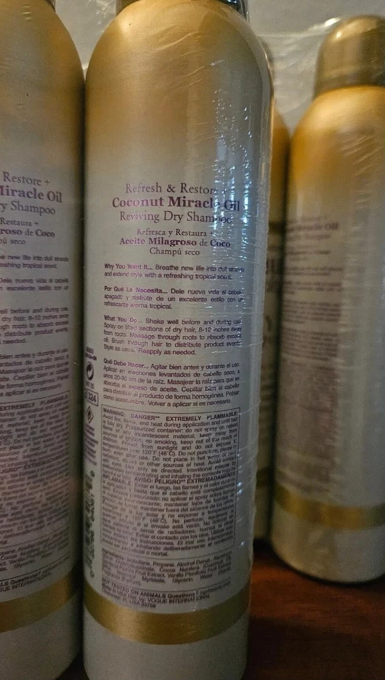 OGX Extra Strength Dry Shampoo Refresh Restore+ Coconut Miracle Oil 30 Cans. - Image 4 of 4