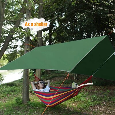 Tarp 3x3 Wasserdicht, Ultraleicht Camping Zeltplane, Anti-UV Sonnen Regen Schutz Schnee Mit Ösen,4 Aluminium Erdnägel+ 6 Seilen, Abdeckplane Für Hängematte Camping Wandern Picknick Reisen Outdoor