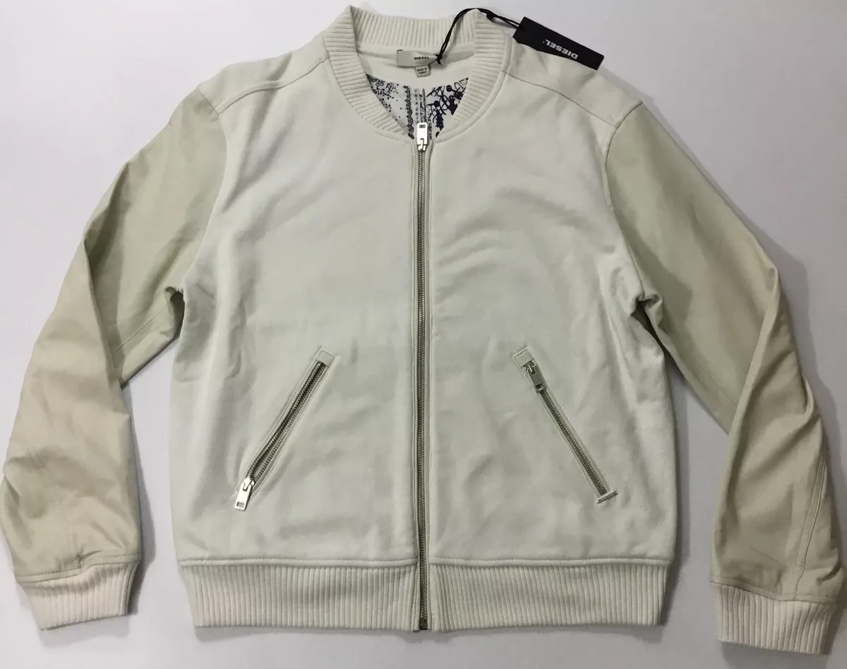 off white leather bomber jacket