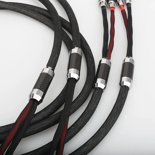 Pair HiFi Pure Silver Audio Speaker Loudspeaker Cable Carbon Fiber Banana Y Plug - Picture 4 of 7