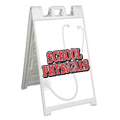 SCHOOL PHYSICALS Signicade 24x36 Aframe Sidewalk Decal Sign Banner MEDICAL