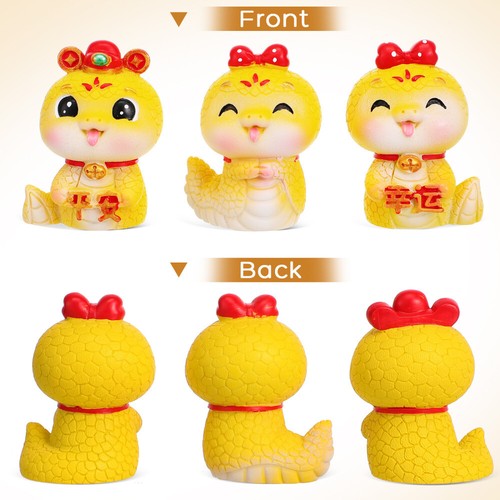 3 Pcs Cute Statue Decor Mini Snake Figurines Shaking Head Trinket
