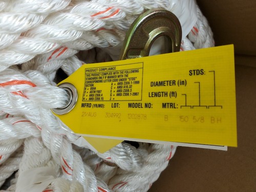 NEW! 3M 1202878 DBI-SALA 5/8" Rope Lifeline w/ Snap Hook Both Ends 150ft (HR) - Picture 11 of 11