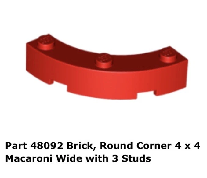Lego 2x 48092 Red Brick Round Corner 4 x 4 Macaroni Wide with 3 Studs 7665
