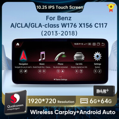 Android 14 6+64GB Stereo DAB BOX für Benz A/CLA/GLA Klasse W176 X156 Autoradio