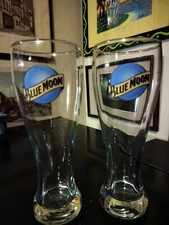 *Set of 2* BLUE MOON BEER GLASSES *8 7/8"-16oz* FREE SHIPPING1!!