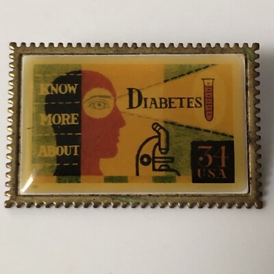 Diabetes Postage Stamp Lapel Pin Rare Collectible Thirty Four Cent Retired